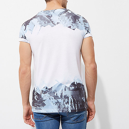 river island party wear,jacques-vertuk Navy Waterfall Dress White and blue camo fade print T-shirt T-shirts T-Shirts / Tanks men