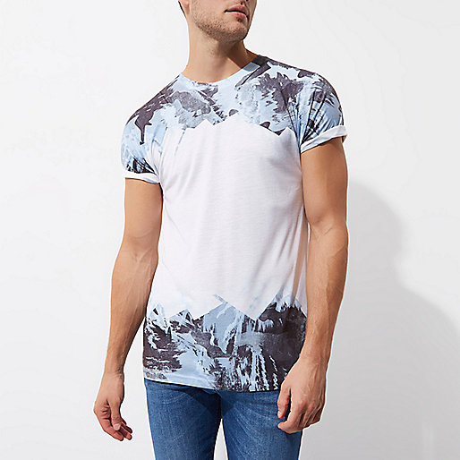 river island party wear,jacques-vertuk Navy Waterfall Dress White and blue camo fade print T-shirt T-shirts T-Shirts / Tanks men