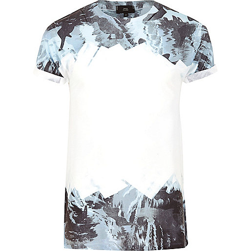 river island party wear,jacques-vertuk Navy Waterfall Dress White and blue camo fade print T-shirt T-shirts T-Shirts / Tanks men