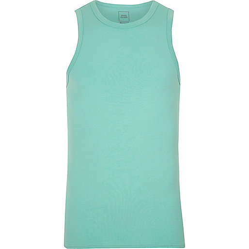 jacques-vertuk Aqua blue muscle fit tank 302615 men T-Shirts / Vests Vests