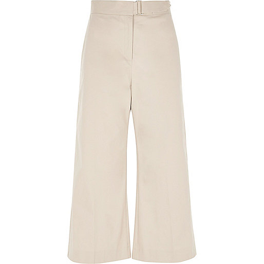 jacques-vertuk Beige buckle culottes 709227 women Trousers Wide Leg Trousers