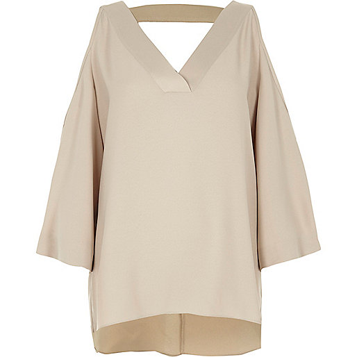 river island ladies wallets,jacques-vertuk Shoes Online Ireland Beige cold shoulder strap back top Blouses Tops women