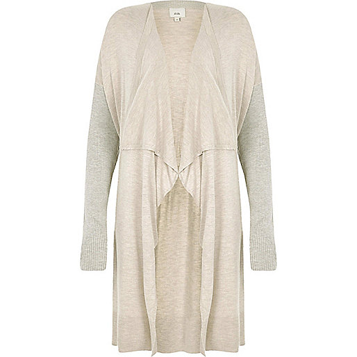 jacques-vertuk Beige fallaway collar longline cardigan 704900 women Knitwear Cardigans