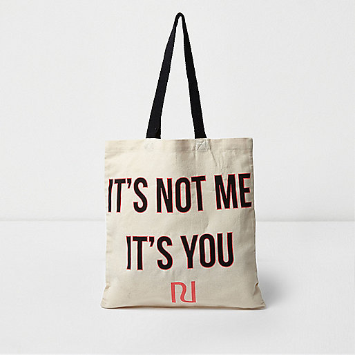 leopard bag river island,jacques-vertuk Internet Beige 'it's not me it's you' shopper tote bag Shopper & Tote Bags Bags / Purses women