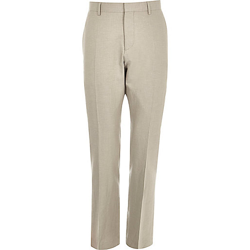 jacques-vertuk Beige linen-blend slim suit pants 285190 men Suits