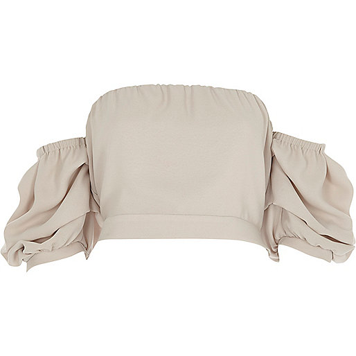 black river island slouch bag,jacques-vertuk Petite Clothing Beige puff sleeve bandeau crop top Crop Tops / Bralets Tops women