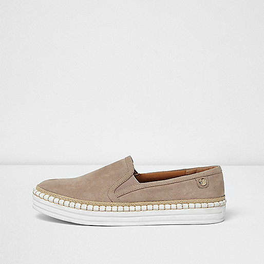 jacques-vertuk Beige slip on espadrille flatform plimsolls 696663 women Shoes / Boots Plimsolls / Trainers