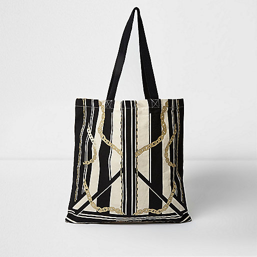 river island zip tote bag,jacques-vertuk New Store Openings Beige stripe and chain print shopper Shopper & Tote Bags Bags / Purses women