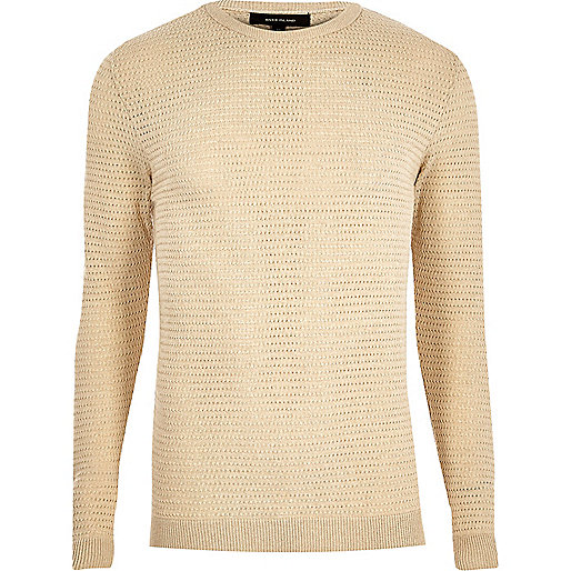 river island blue top,jacques-vertuk UK Beige textured slim fit sweater men 301092