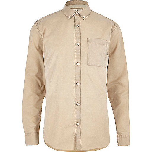 blue coat river island,Riv3R Island beige twill long sleeve shirt Shirts Sale men