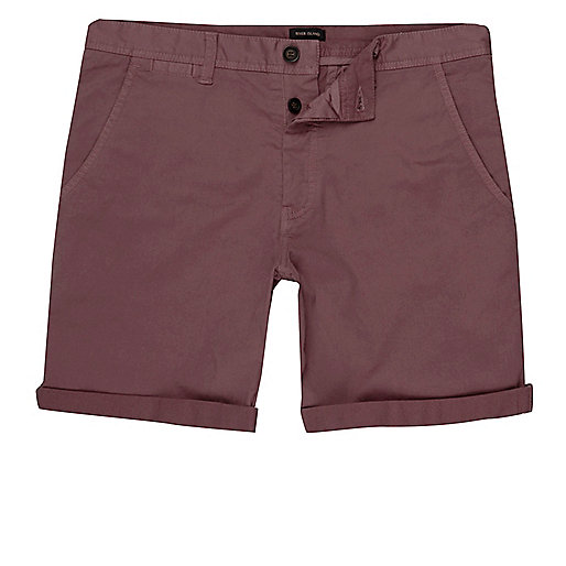 jacques-vertuk Berry red rolled hem chino shorts 303126 men Shorts Casual Shorts