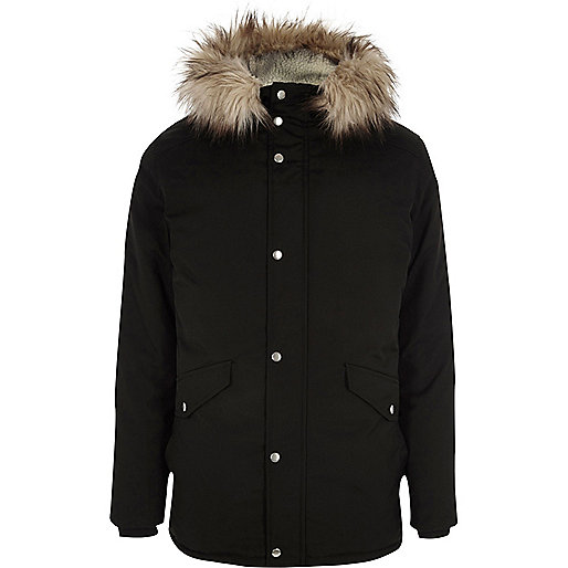 jacques-vertuk Big and Tall black fur trim hooded parka 303658 men Coats / Jackets Jackets