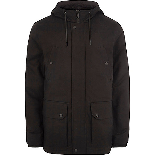 jacques-vertuk Big and Tall black hooded fleece lined jacket 303660 men Coats / Jackets Jackets