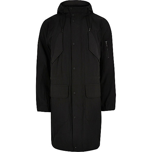 jacques-vertuk Big and Tall black lightweight parka coat 299793 men Coats / Jackets