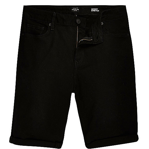 jacques-vertuk Big and Tall black slim fit denim shorts 300512 men Shorts