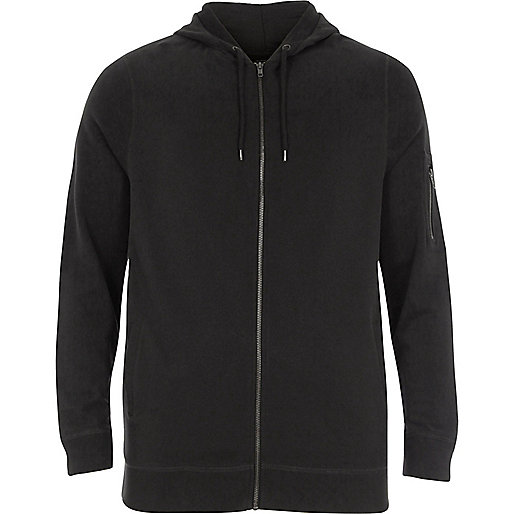 jacques-vertuk Big and Tall black zip front hoodie 300194 men Hoodies / Sweatshirts Hoodies