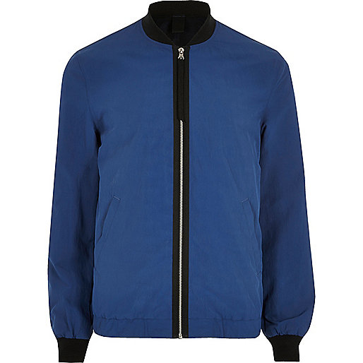 jacques-vertuk Big and Tall blue contrast tape bomber jacket 299784 men Coats / Jackets Jackets