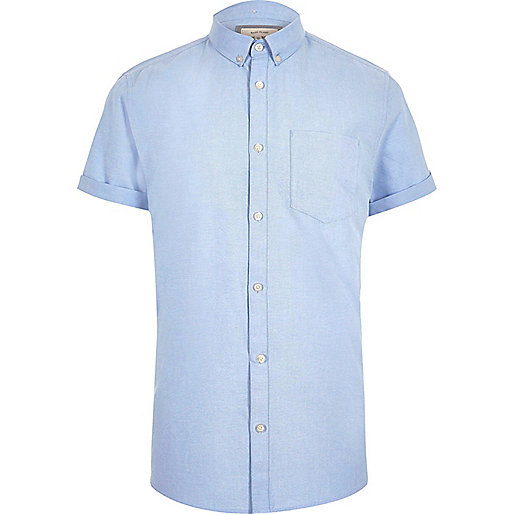 jacques-vertuk Big and Tall blue short sleeve Oxford shirt 300112 men Shirts Short Sleeve Shirts