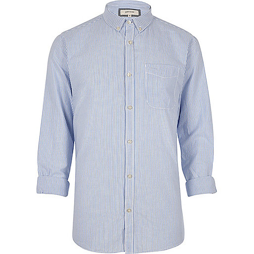 river island international delivery,jacques-vertuk Navy Waterfall Dress Big and Tall blue stripe print Oxford shirt Long Sleeve Shirts Shirts men