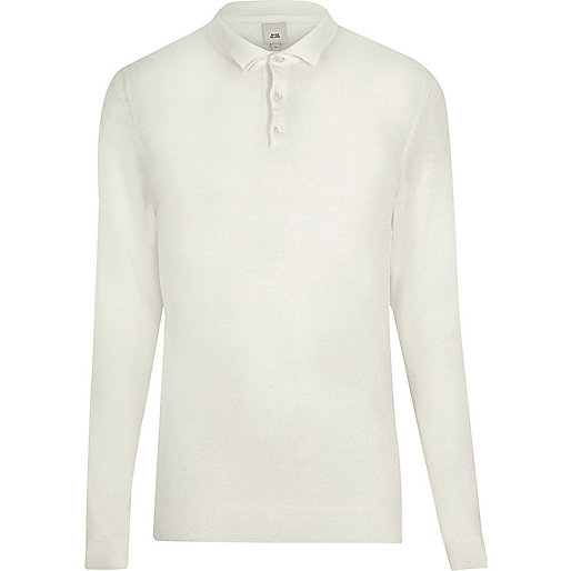 jacques-vertuk Big and Tall cream knitted polo shirt 302932 men Polo Shirts