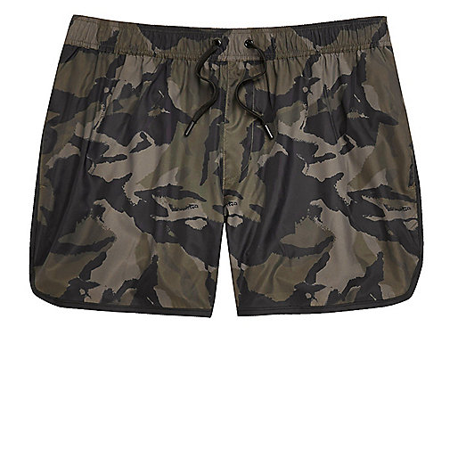 jacques-vertuk Big and Tall dark green camo swim trunks 301825 men Shorts Swim Shorts