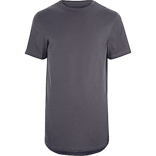 jacques-vertuk Big and Tall dark grey curved hem T-shirt 300166 men T-Shirts / Vests T-shirts