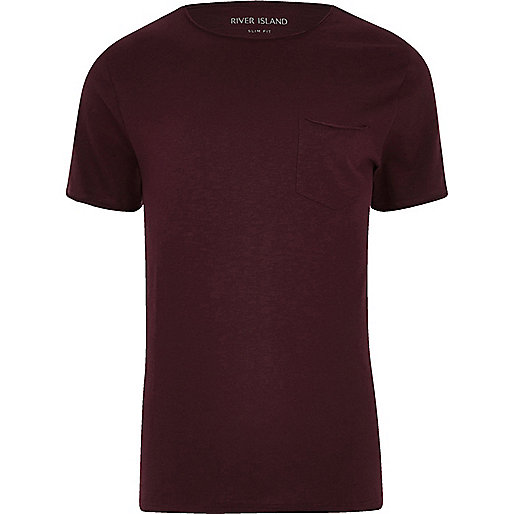 jacques-vertuk Big and Tall dark red slim fit pocket T-shirt 301232 men T-Shirts / Vests T-shirts