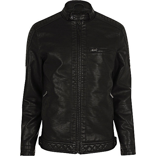 jacques-vertuk Big and Tall faux leather racer neck jacket 300139 men Coats / Jackets Jackets