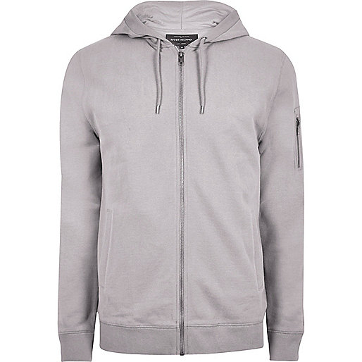 jacques-vertuk Big and Tall grey marl zip front hoodie 301508 men Hoodies / Sweatshirts Hoodies