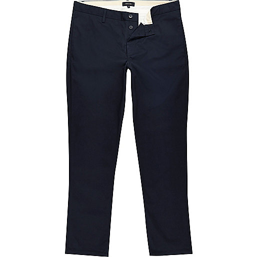 jacques-vertuk Big and Tall navy slim fit chino pants 299885 men Trousers Chinos