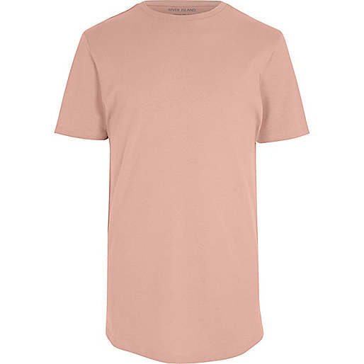 jacques-vertuk Big and Tall pink curved hem T-shirt 301238 men T-Shirts / Vests T-shirts