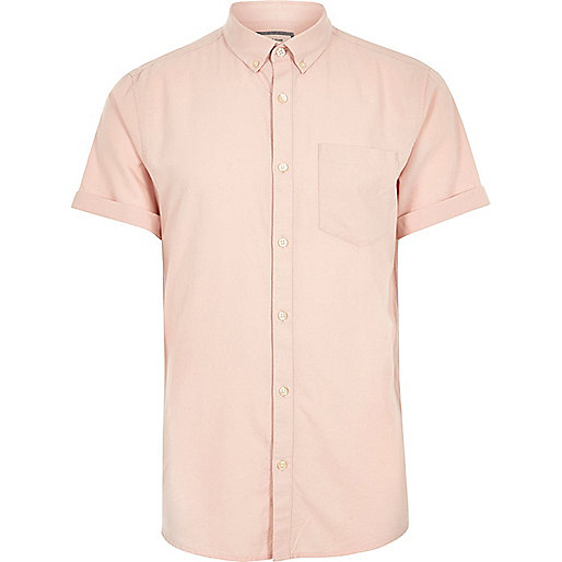 jacques-vertuk Big and Tall pink short sleeve Oxford shirt 300115 men Shirts