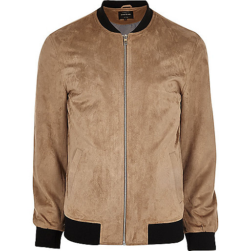 jacques-vertuk Big and Tall stone faux suede bomber jacket 300138 men Coats / Jackets