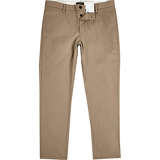 jacques-vertuk Big and Tall tan slim fit chinos 299886 men Trousers Chinos