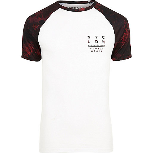 river island shirts,jacques-vertuk Outlet Shop Big and Tall white floral sleeve T-shirt T-shirts T-Shirts / Tanks men