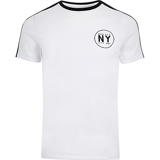 jacques-vertuk Big and Tall white 'NY' muscle fit T-shirt 300420 men T-Shirts / Vests