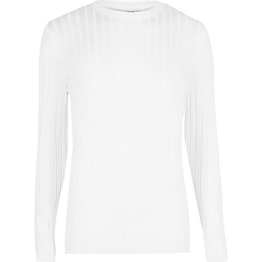 river island womens shoes and sandals,jacques-vertuk Last Season Big and Tall white ribbed crew neck sweater Sweaters Sweaters / Cardigans men