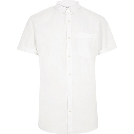 jacques-vertuk Big and Tall white short sleeve Oxford shirt 300118 men Shirts Short Sleeve Shirts