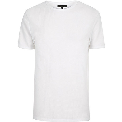 jacques-vertuk Big and Tall white waffle crew neck T-shirt 300163 men T-Shirts / Vests T-shirts