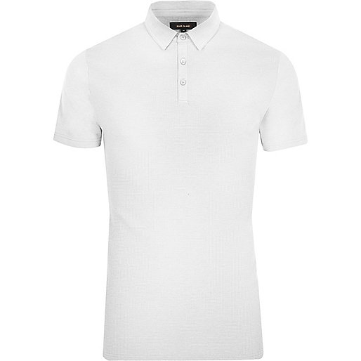 jacques-vertuk Big and Tall white waffle polo shirt 303145 men Polo Shirts