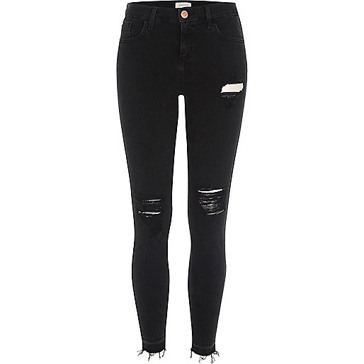 river island high waisted molly jeans,jacques-vertuk Discount Store Black Amelie ripped super skinny jeans Skinny Jeans Jeans women