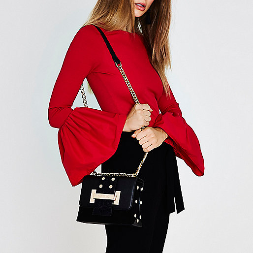 river island sale red dress,jacques-vertuk Stores Black and gold tone chain cross body bag women 708576