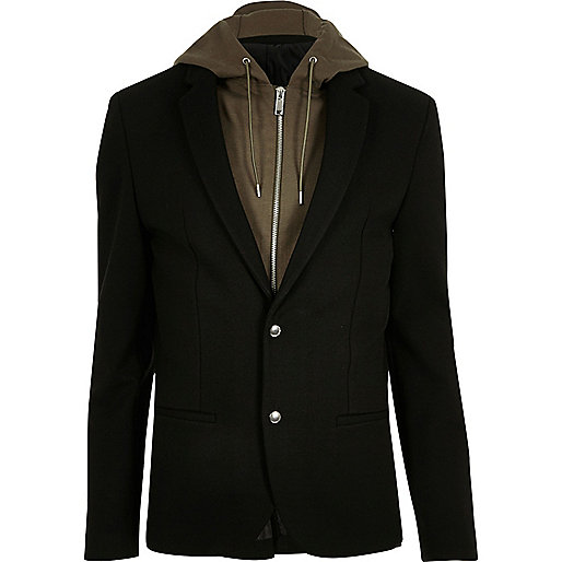 jacques-vertuk Black and khaki hooded blazer 296205 men Blazers