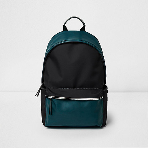 jacques-vertuk Black and teal color block backpack 301626 men Bags Backpacks