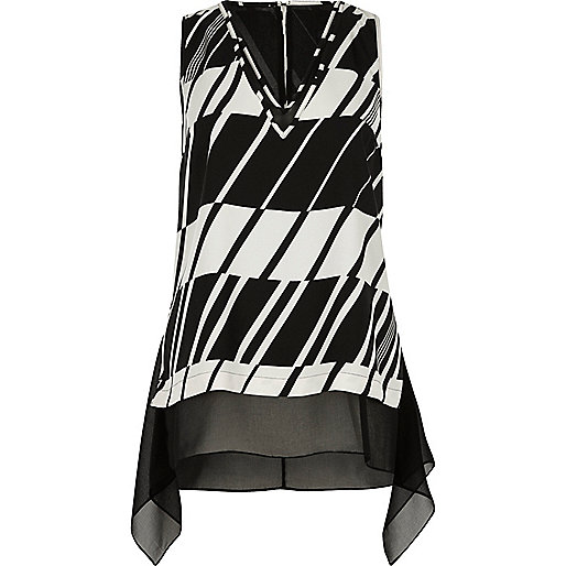 jacques-vertuk Black and white chiffon layer tank 700479 women Tops