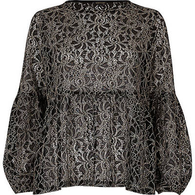 river island green floral dress,jacques-vertuk Sale Black and white lace tiered smock top women 697725