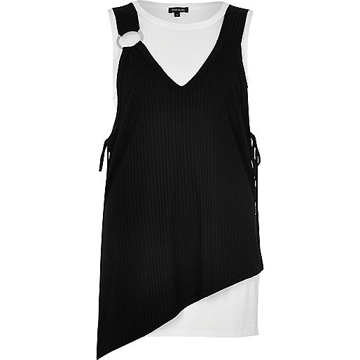 jacques-vertuk Black and white layered asymmetric top 690638 women Tops