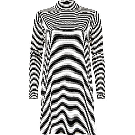 jacques-vertuk Black and white stripe turtleneck dress 700334 women RI Limited Edition