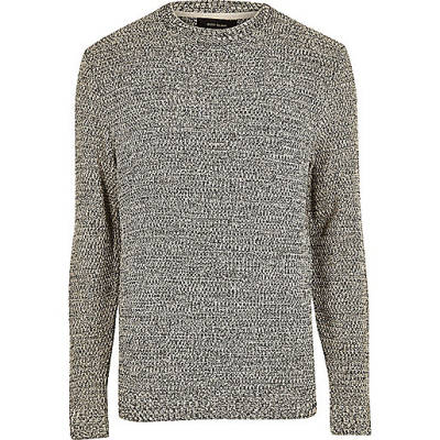 jacques-vertuk Black and white textured knit sweater 300812 men Jumpers / Cardigans