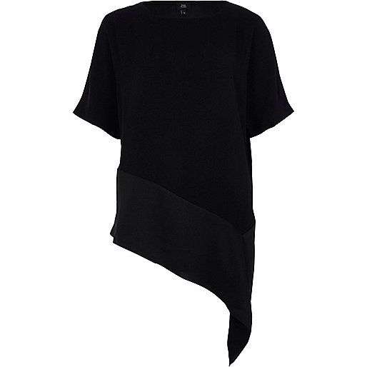 jacques-vertuk Black asymmetric hem T-shirt 708719 women Tops Blouses